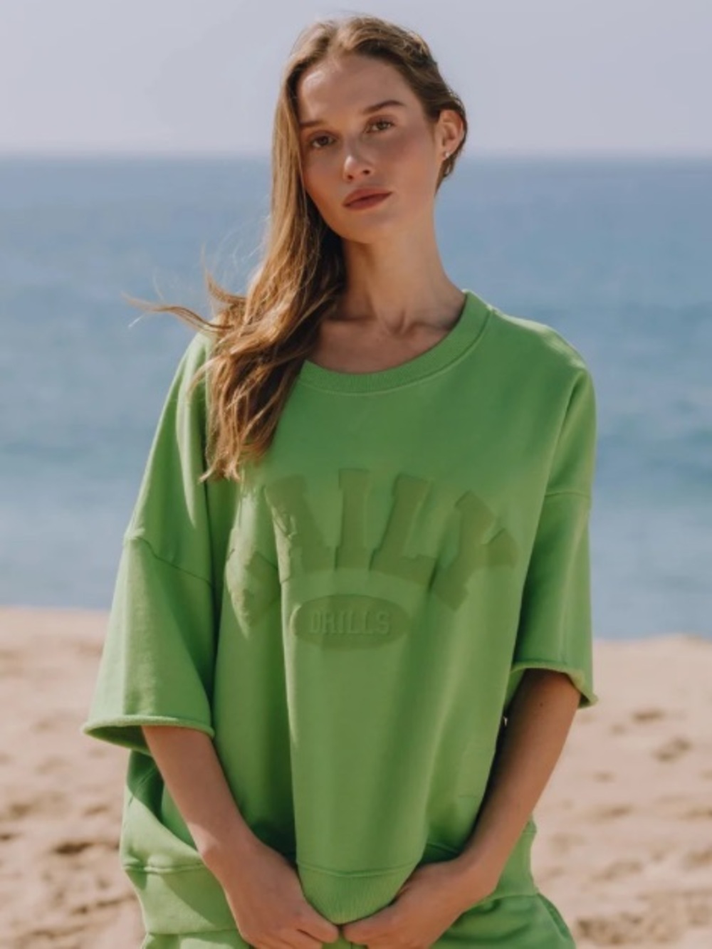 Daily Drills Cropped Sleeve Daily Crew - Lucky Green Size M/L NWOT